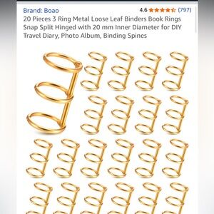 BNWT 20 Pieces 3 Ring Metal Loose Leaf Binders Book Rings